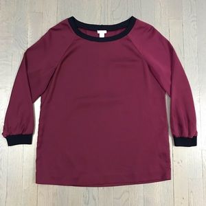 J.Crew Factory Purple Navy Silky Blouse Top Shirt